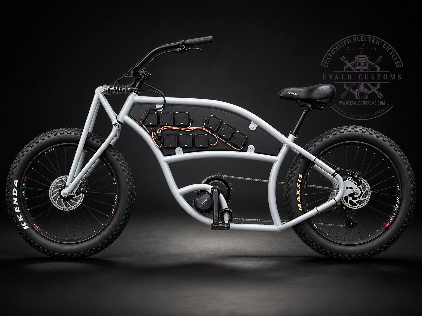 Custom electric bicycle frame in the workshop